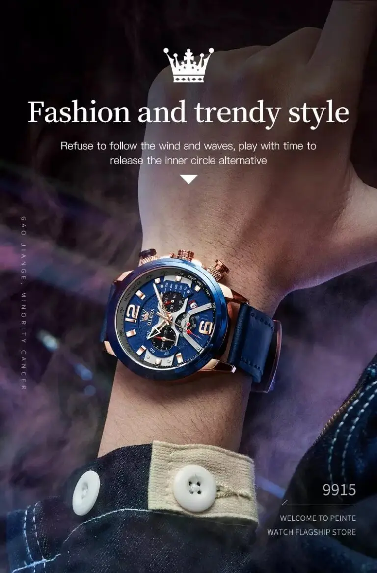 Picture of Olevs 9915 luxury fashion leather belt waterproof imported sports watche for men