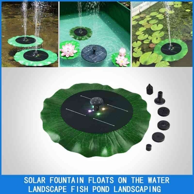 Picture of Lotus Leaf Solar Powered Fountain Green Lotus Leaf Fountain Solar Outdoor Decoration for Birdbath, Garden-000896