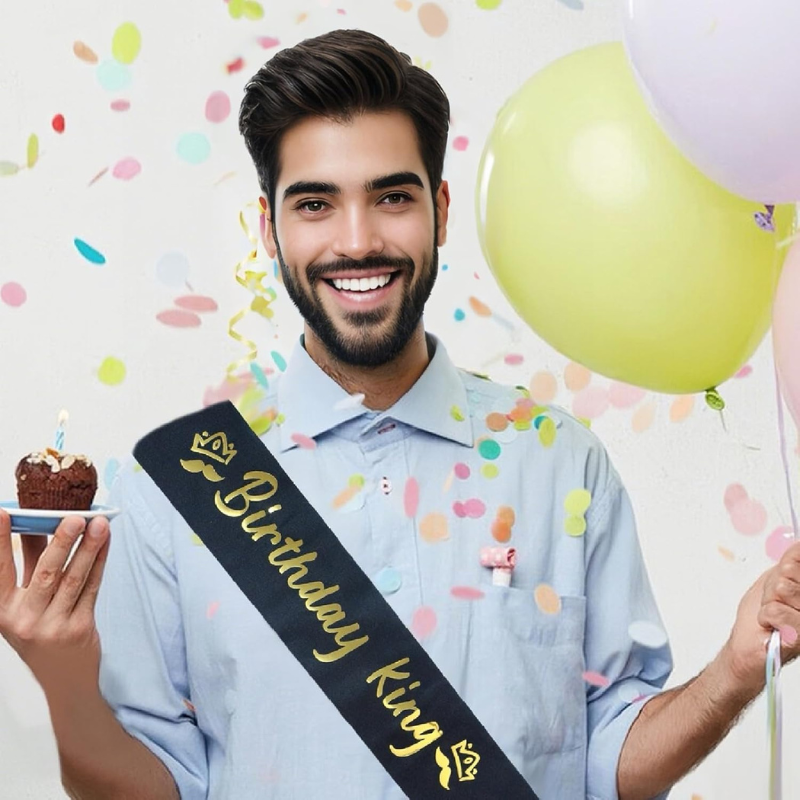 Birthday King / Birthday Boy Sash for Mes's Birthday Party- (Pack of 01 Pcs)