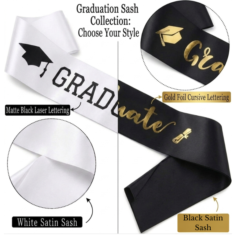 Luxury "Congrats Grad" Graduation Sash - Finally Graduated for Graduation Party Decorations and Convocation Events- (1 Pcs)