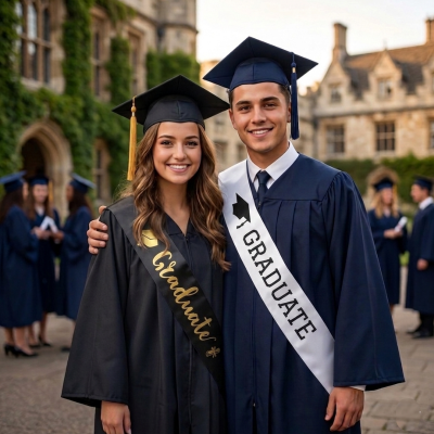 Luxury "Congrats Grad" Graduation Sash - Finally Graduated for Graduation Party Decorations and Convocation Events- (1 Pcs)