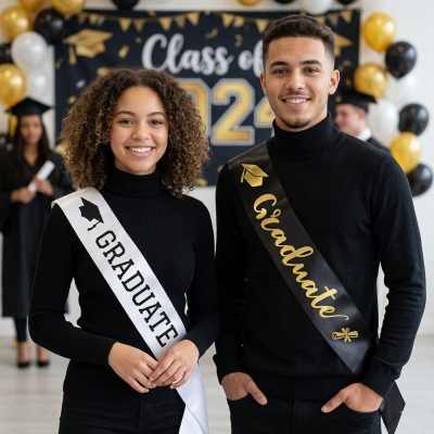 Luxury "Congrats Grad" Graduation Sash - Finally Graduated for Graduation Party Decorations and Convocation Events- (1 Pcs)