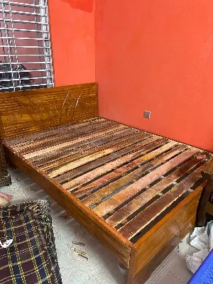 Picture of Bed khat english semi box solid wood double bed 60 by 81 inc - Brown - Double