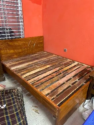 Picture of Bed khat english semi box solid wood double bed 60 by 81 inc - Brown - Double
