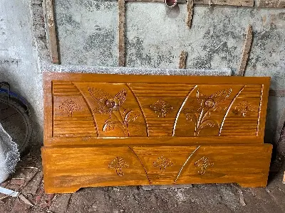 Picture of Bed khat English semibox solid wood king size 72by 81 inc - Brown - King