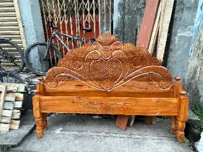 Picture of Bed khat palong solid wood king size 72 inc by 81 inc - Brown - King