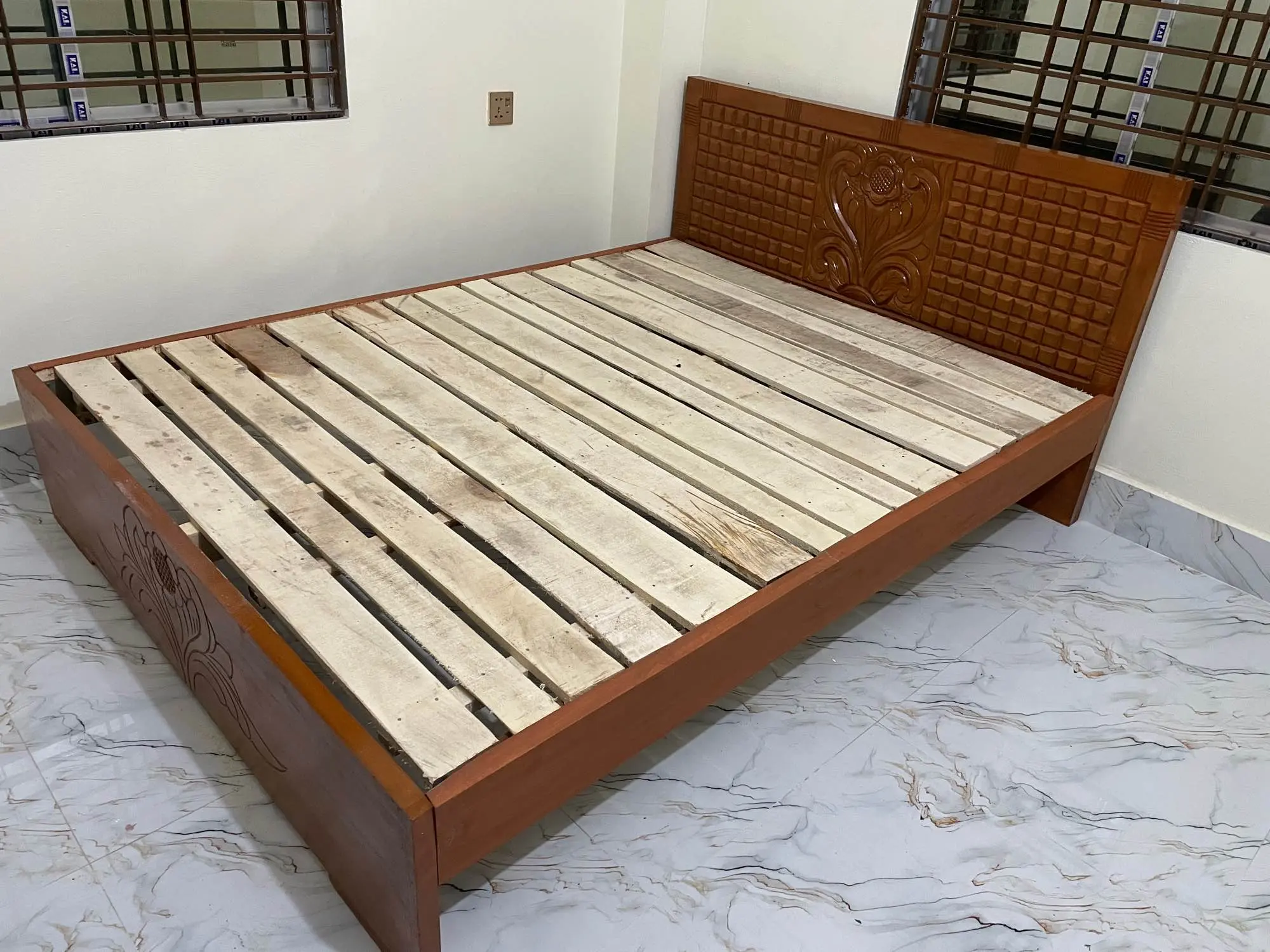 Picture of Solid  koroi kath double bed khat 5by7 feet 60by 80 inch long lasting - Brown - Double