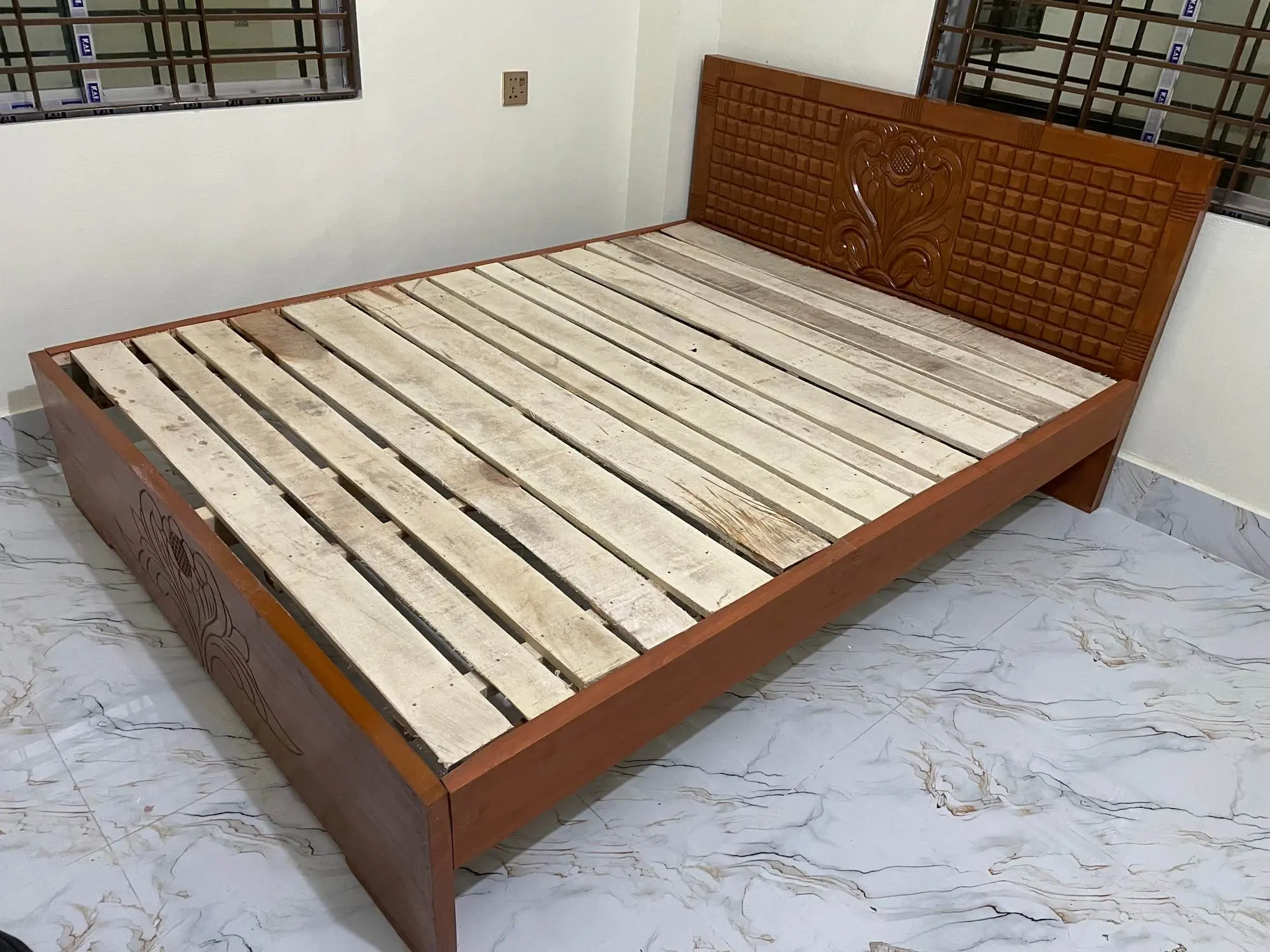 Picture of Solid  koroi kath double bed khat 5by7 feet 60by 80 inch long lasting - Brown - Double