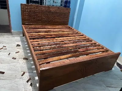 Picture of Solid koroi kath bed khat king size 6by 7 feet 71by 80 inches long lasting - Brown - King