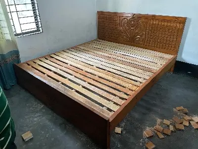Picture of Solid koroi kath bed khat king size 6by 7 feet 71by 80 inches long lasting - Brown - King