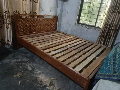 Picture of solid koroi wood bed double 5 by 7 feet 60 by 80 inches - Brown - Double