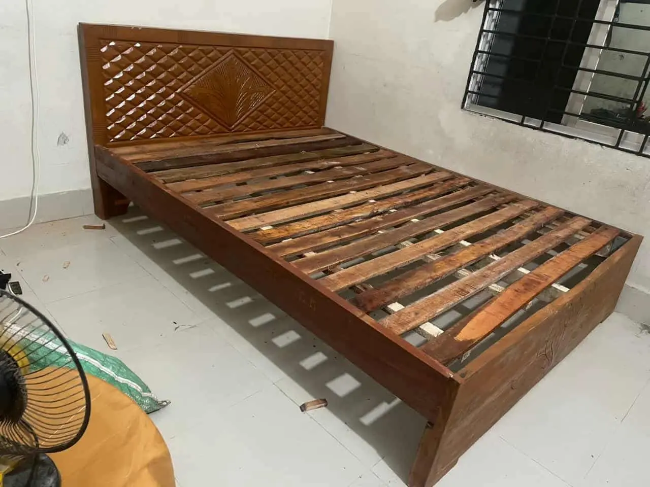 Picture of solid koroi wood bed double 5 by 7 feet 60 by 80 inches - Brown - Double