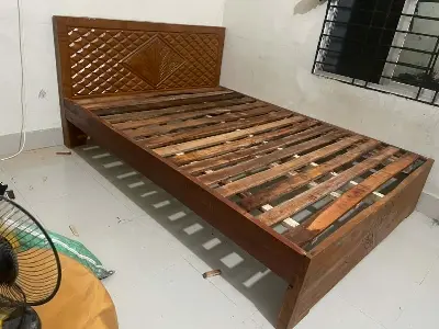 Picture of solid koroi wood bed double 5 by 7 feet 60 by 80 inches - Brown - Double