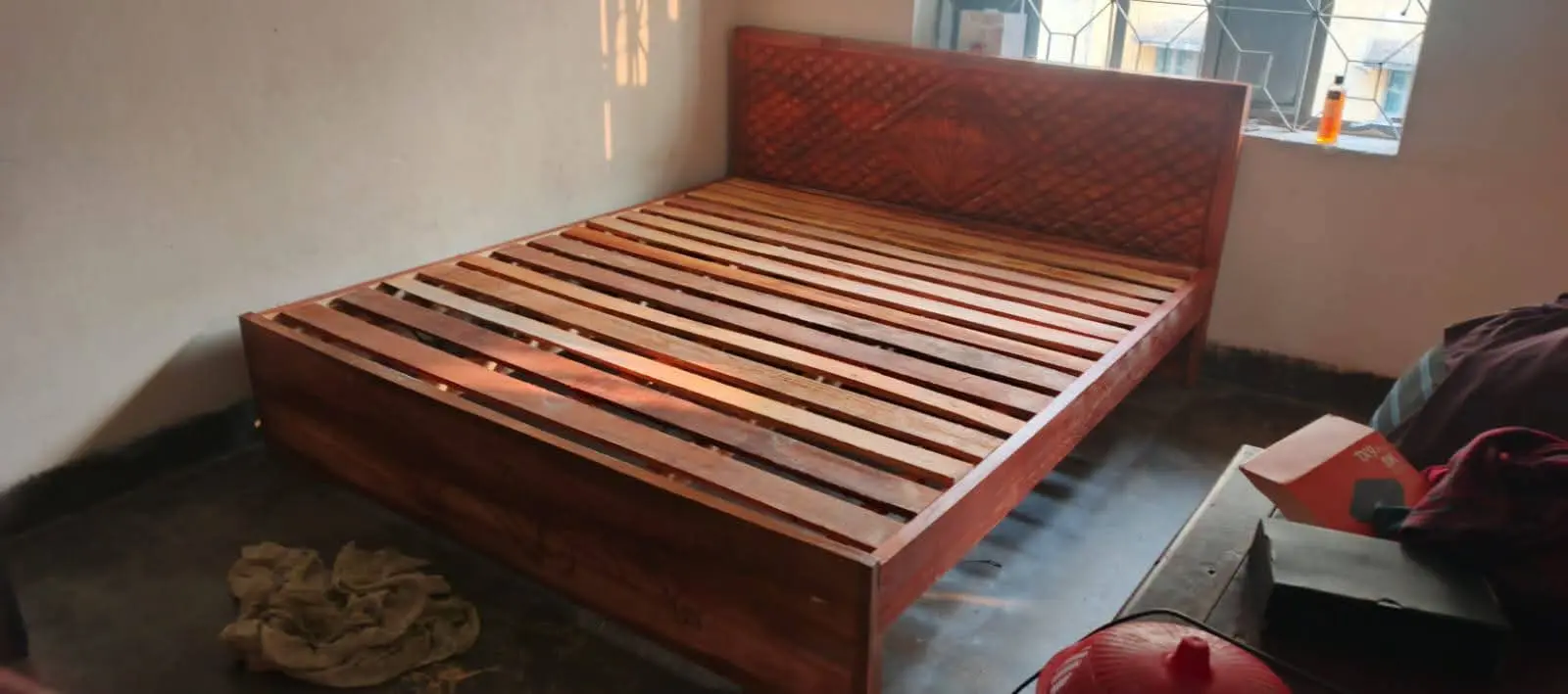 Picture of New solid koroi wood bed king size 6by 7 feet 71 by 81 inches - Brown - King