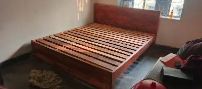 Picture of New solid koroi wood bed king size 6by 7 feet 71 by 81 inches - Brown - King