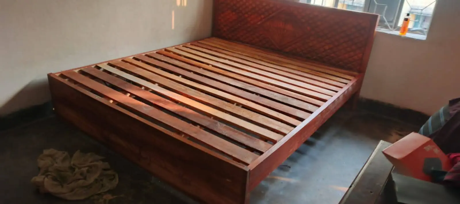 Picture of New solid koroi wood bed king size 6by 7 feet 71 by 81 inches - Brown - King