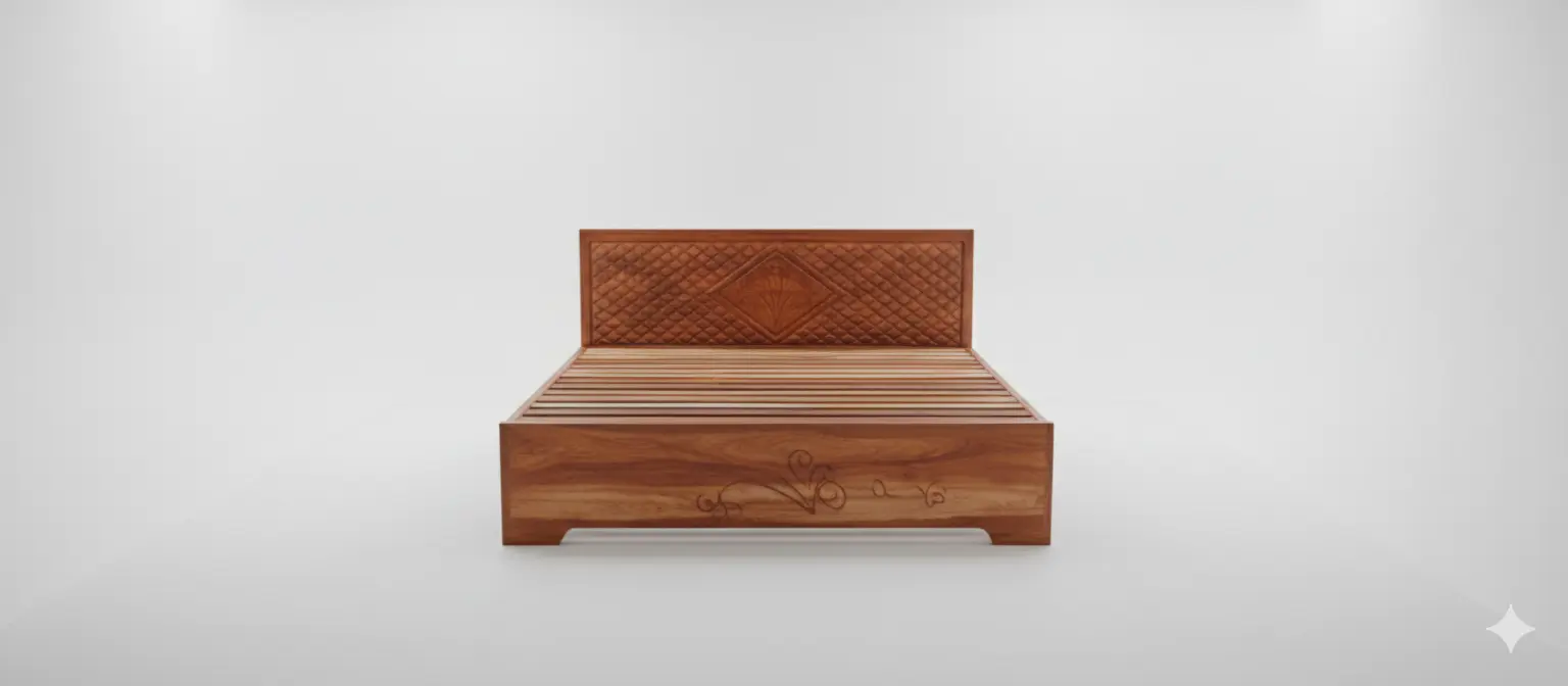 Picture of New solid koroi wood bed king size 6by 7 feet 71 by 81 inches - Brown - King