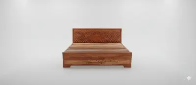Picture of New solid koroi wood bed king size 6by 7 feet 71 by 81 inches - Brown - King