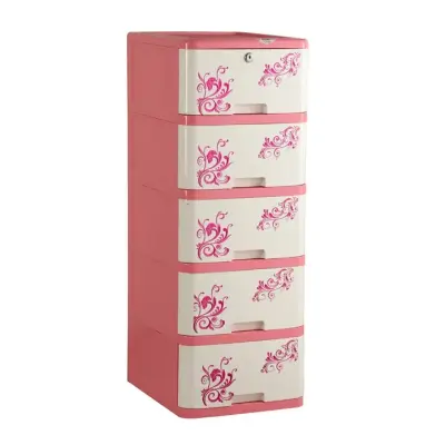 Picture of RFL Smart Closet 5 Drawer Elite - Pink & White (40x32.5x90 cm)