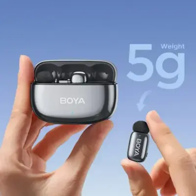 Picture of BOYA mini 2-02 Black Upgraded Super Mini Wireless Microphone with AI Noise Cancellation (TX-2. RX-1 With Case) Type c