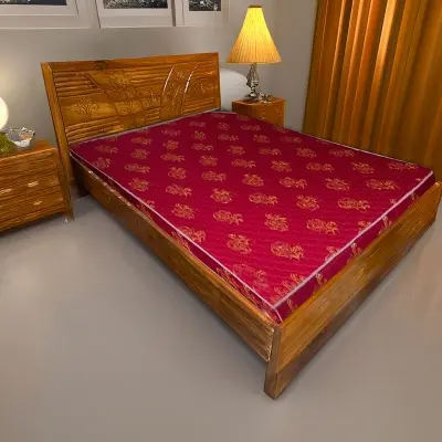 Picture of Bed khat english semi box solid wood double bed 60 by 81 inc - Brown - Double