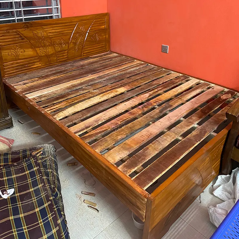 Picture of Bed khat english semi box solid wood double bed 60 by 81 inc - Brown - Double