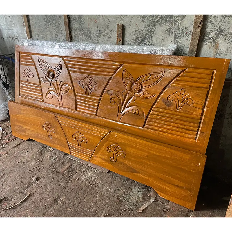 Picture of Bed khat English semibox solid wood king size 72by 81 inc - Brown - King
