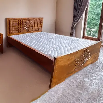 Picture of Bed khat solid wood semi double 48by80inc long lasting easy to use - Brown - Semi-Double