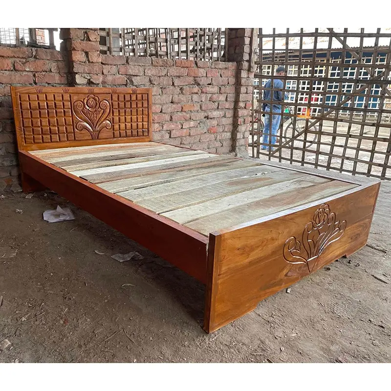 Picture of Bed khat solid wood semi double 48by80inc long lasting easy to use - Brown - Semi-Double