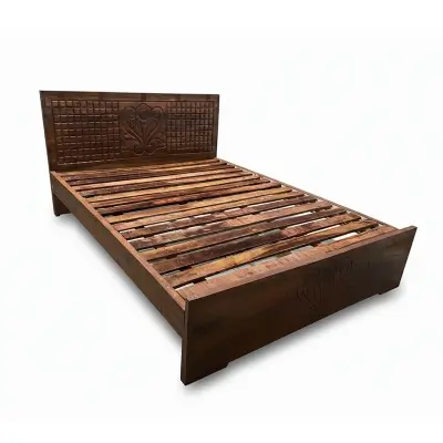 Picture of Solid koroi kath bed khat king size 6by 7 feet 71by 80 inches long lasting - Brown - King