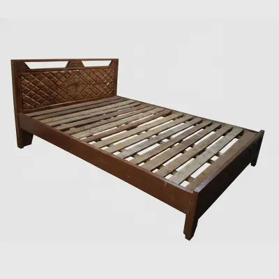 Picture of solid koroi wood bed double 5 by 7 feet 60 by 80 inches - Brown - Double