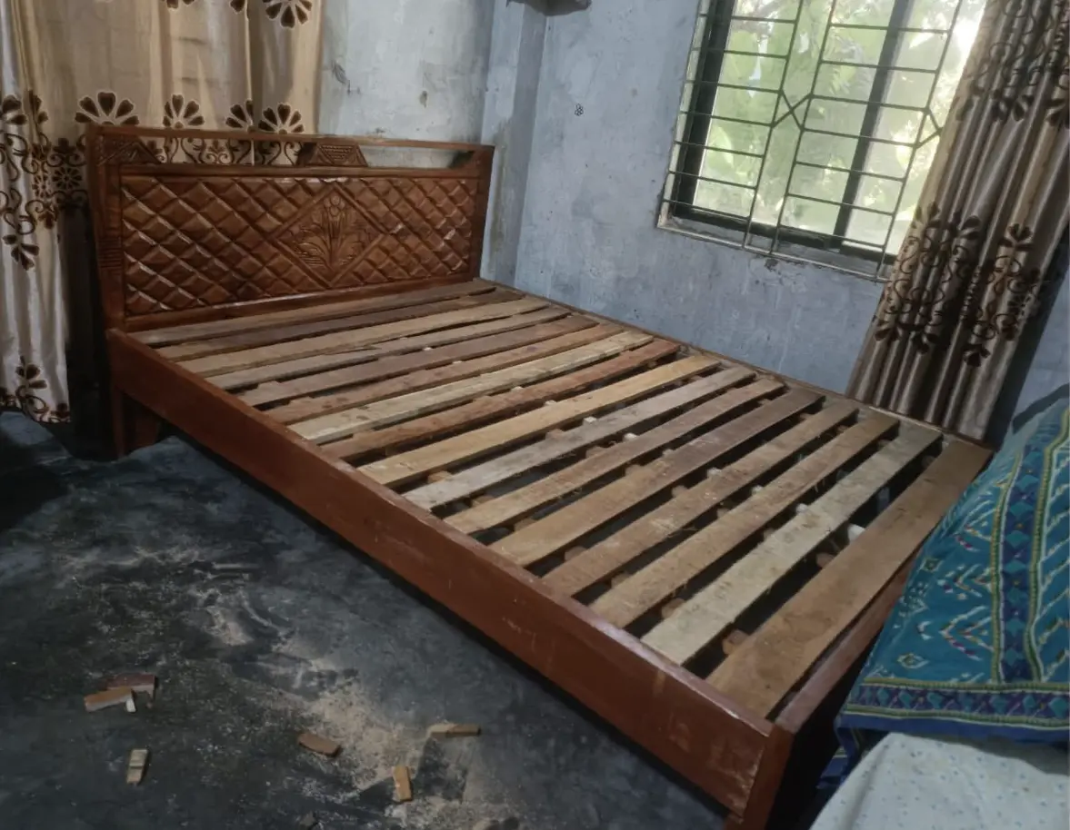 Picture of solid koroi wood bed double 5 by 7 feet 60 by 80 inches - Brown - Double