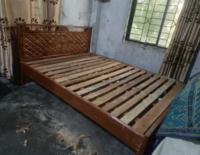 Picture of solid koroi wood bed double 5 by 7 feet 60 by 80 inches - Brown - Double