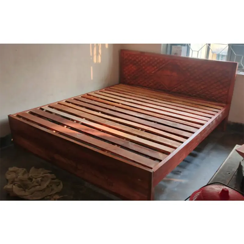 Picture of New solid koroi wood bed king size 6by 7 feet 71 by 81 inches - Brown - King