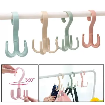 Picture of 360 Degree Rotated 4 Hooks Plastic Hanger Multicolor