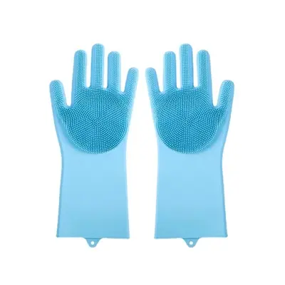 Picture of High Quality Silicone Dish Washing Kitchen Hand Gloves - 2pcs 