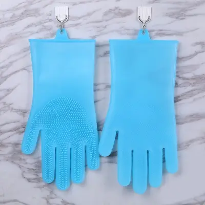 Picture of High Quality Silicone Dish Washing Kitchen Hand Gloves - 2pcs 