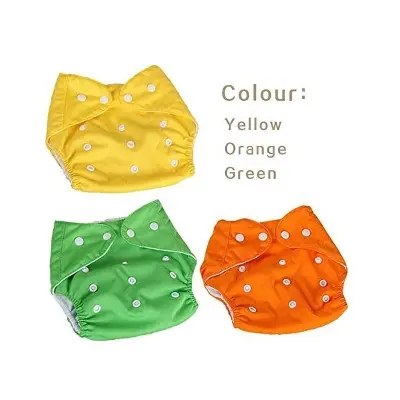 Picture of Washable Reusable Cloth Baby Diaper ( Combo 3 Diaper with 3 pad 3 Layer ) Multicolor