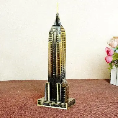 Picture of Empire State Building Showpiece Metal Antique Finish for Home Office Decor Brown
