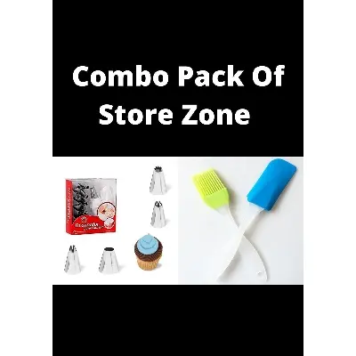 Picture of Silicone Spatula with Brush Set and 15 Pieces of Cake Decorating Nozzle Set - Combo Pack of 2 items Multicolor