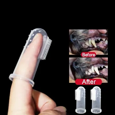 Picture of Silicone Pet Finger Toothbrush and PP Box for Dog and Cat Silicone Toothbrush Portable Cleaning Teeth Softly Dental Health 20 gm