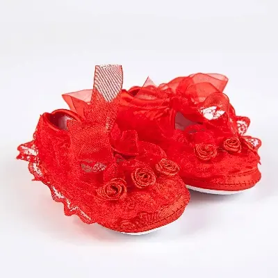 Picture of Baby shoes for girls ( 6 to 12 month)-1 Pair Multicolor red