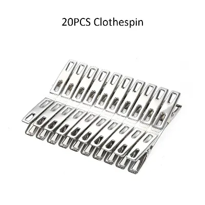 Picture of Stainless Steel Cloth Drying Clip-Silver 20 Piece Set - Hanger - Hanger Silver