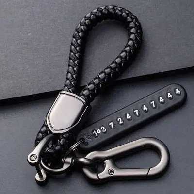 Picture of Pendant keychain Phone Number Bicycle Car Auto Motor Cycle Key Ring Anti-Lost Number Plate Mobile Number Gift for Husband Multicolor