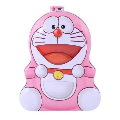 Picture of Doraemon Shaped Metal Coin Bank Box with Lock Multicolor