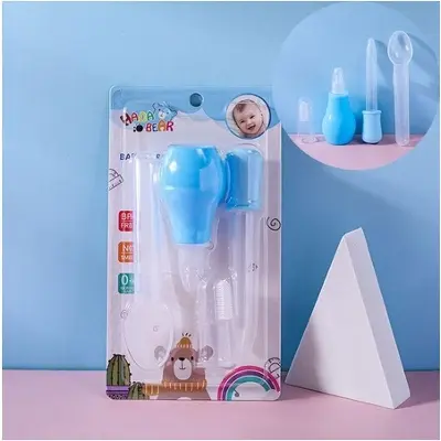 Picture of 4 Pcs Kit Baby Health Care Set (Nose Cleaner, Dropper, Finger Brush, Medi Spoon) - Color as per stock Multicolor