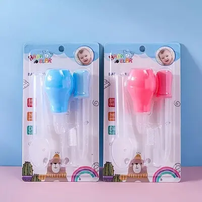 Picture of 4 Pcs Kit Baby Health Care Set (Nose Cleaner, Dropper, Finger Brush, Medi Spoon) - Color as per stock Multicolor