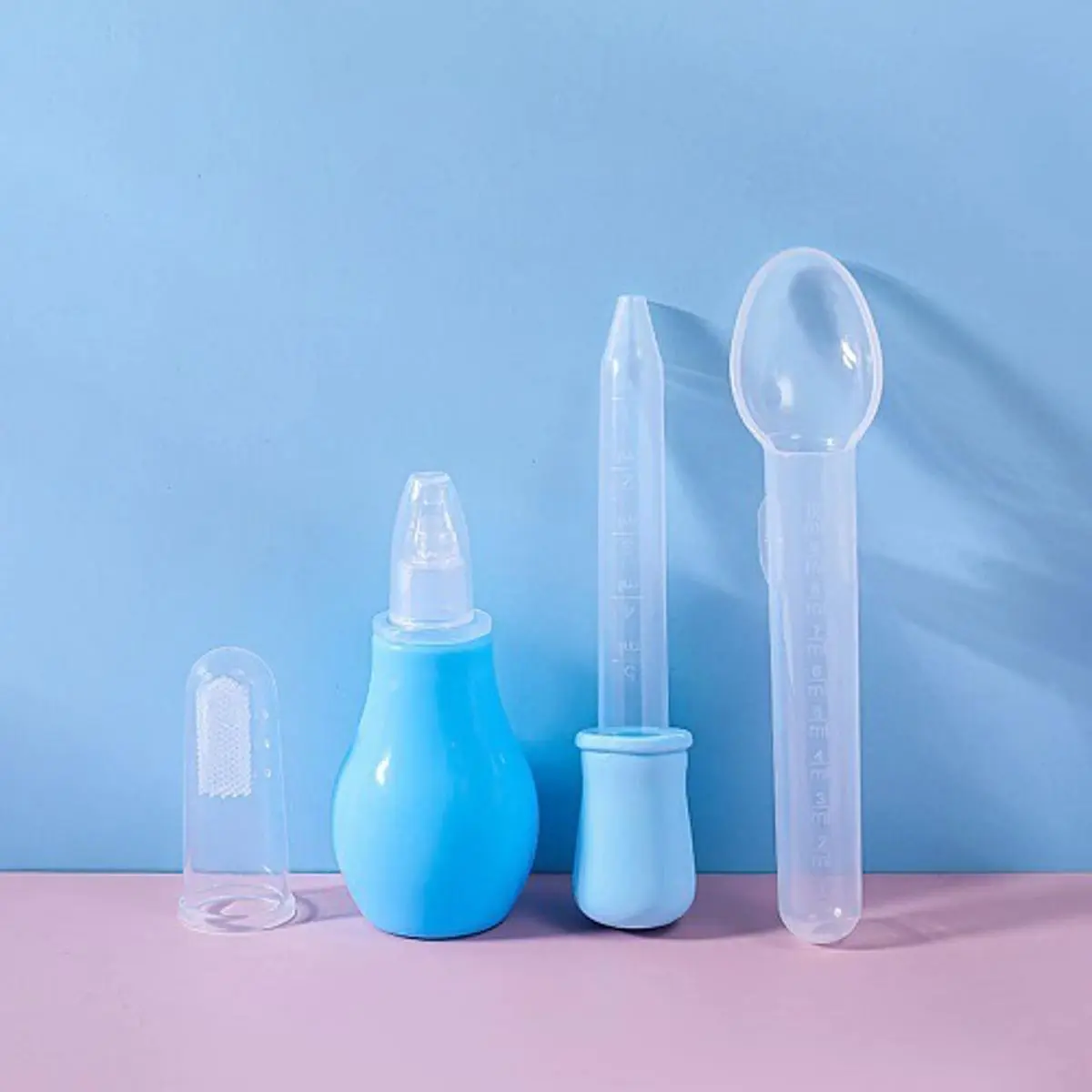 Picture of 4 Pcs Kit Baby Health Care Set (Nose Cleaner, Dropper, Finger Brush, Medi Spoon) - Color as per stock Multicolor