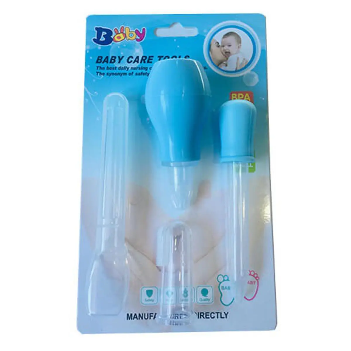 Picture of 4 Pcs Kit Baby Health Care Set (Nose Cleaner, Dropper, Finger Brush, Medi Spoon) - Color as per stock Multicolor