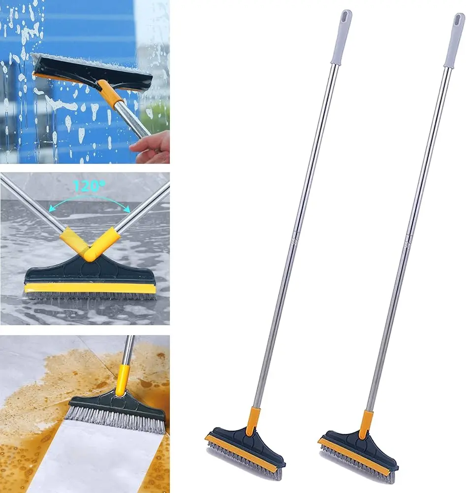 Picture of 2 In 1 Bathroom Long Handle Brush Bristles Floor Ceramic Tile Wall Seam Scrub Toilet.../// Multicolor